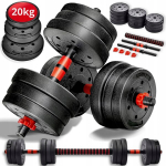 Reguliuojamo svorio svarmenys 2x10 kg su grifu ir jungtimi &scaron;tangai