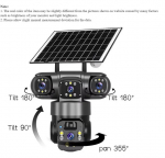Trigubo Objektyvo (3-Lens) lauko Wi-Fi Kamera su Saulės Baterija+ Naktiniu Matymu
