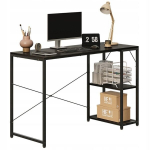 Kompiuterio stalas, loft stilius, juodas, modernus, su pramoninėmis lentynomis, 120 cm