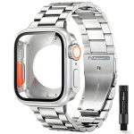 Nerūdijančio Plieno Laikrodžio Dirželis su Apsauginiu Dėklu Apple Watch 49/45/44/42 mm, Sidabrinis, PrimePick
