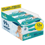 Pampers Aqua Servetėlės Kūdikiams, 12 Pakuotė, 720 Servetėlės