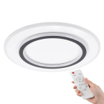 LED lubinis &scaron;viestuvas plafonas 50cm balta juoda, 72W 6850lm su pulteliu, 3 spalvų keitimas, modernus dizainas