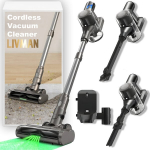 Dulkių siurblys LIVMAN TD1-Mate &ndash; 2in1 pilno dydžio ir rankinis belaidis dulkių siurblys su LED ekranu, LED ap&scaron;vietimu geresniam ne&scaron;varumų matomumui ir didelio efektyvumo 5 pakopų filtravimo sistema, 2200mAh, 420W, 33kPa