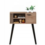 Modernus prie&scaron;kambario staliukas su grotelėmis, &scaron;viesaus ąžuolo spalvos, su durelėmis, 80 cm