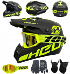 Krosinis BMX dviračių motorolerių viso veido &scaron;almas XL 59-60cm + 1 pora akinių + 1 pora pir&scaron;tinių, XL
