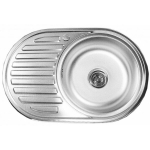 Nerūdijančio plieno plautuvė D7750PF kairė SATIN su sifonu