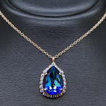 Kaklo papuo&scaron;alas moterims DiamondSky Celestial Drop III (Bermuda Blue) su Swarovski kristalais