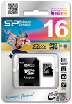 Atminties kortelė telefonui Atminties kortelė Silicon Power 16GB microSDHC 10 klasė su SD adapteriu