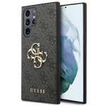 Originalus dėklas GUESS su dideliu metaliniu logotipu Samsung Galaxy S22 Ultra, pilka