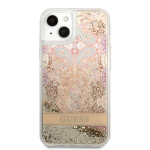 Guess Liquid Glitter Paisley dėklas, skirtas iPhone 13 mini, aukso spalvos