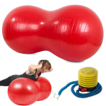 Gimnastikos kamuolys, su pompa, raudonas