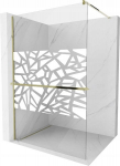 Walk-in du&scaron;o sienelė Mexen Kioto+ su lentynėle, gold/stiklas su ra&scaron;tu, 70,80,90,100,110,120,130,140x200 cm