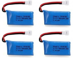 4 vienetai įkraunamų lipo baterijų 3.7v, 380mAh, skirtų Rc kvadrikopteriams HUBSAN X4 H107L H107C H107D H107 V252 JXD 385
