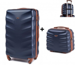 Nedidelis lagaminas Wings BS402 S + kelioninė kosmetinė, mėlynas