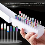 30vnt Keramikiniai Nagų Frezos Antgaliai su Dėžute