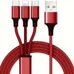 3-in-1 USB įkrovimo laidas, Raudona