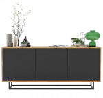Loft komoda RTV Ąžuolas Wotan Apollo 3D - moderni - Lindner Baldai - 168 cm x 35 cm x 72 cm, spalva: Ąžuolas Wotan matinis - Grafitas matinis, 168 x 72 x 35