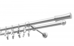Dvigubas karnizas metalinis 19 mm + 19 mm OLIMP, 200 cm, matinio chromo