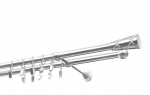 Dvigubas karnizas metalinis 19 mm + 19 mm OLIMP, 400 cm, nerūdijančio plieno