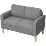 HOMCOM Sofa 2 sėdimų vietų maža sofa su porankiu, daiktadėžė, &scaron;iuolaiki&scaron;ka mink&scaron;ta sofa, medinės kojos, pagalvėlės, svetainės sofa, miegamasis, 117 x 63 x 79 cm, &scaron;viesiai pilka, &Scaron;viesiai pilka