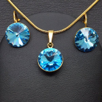 Papuo&scaron;alų rinkinys moterims DiamondSky &bdquo;Clarice II (Aquamarine Blue)&ldquo; su Swarovski kristalais
