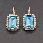 Auskarai moterims DiamondSky &bdquo;Lourdes II (Aquamarine Blue)&ldquo; su Swarovski kristalais