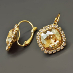 Auskarai moterims DiamondSky &bdquo;Glare III (Golden Shadow)&ldquo; su Swarovski kristalais