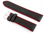 Natūralus odinis laikrodžio dirželis W80 24mm juodos ir bordo spalvos