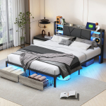 Dvigulė lova 140x200 cm, su LED ir USB jungtimis, medinis lovos rėmas su 2 stalčiais, juoda dirbtinė oda, Tuotteen ominaisuudet:
1. Teknologinen edistysaskel: RGB-LED-nauha (yli 6000 v&auml;ri&auml;), jota ohjataan sovelluksella (QR-koodi ladattavaksi) tai kau ...