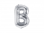 Folinis balionas Raidė "B" 35 cm, sidabrinis