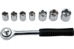 Lizdiniai raktai 3/8", 8 vnt. rinkinys su terk&scaron;le