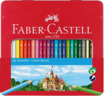 Spalvoti pie&scaron;tukai Faber-Castell Knights, 24 spalvų, metalinėje dėžutėje