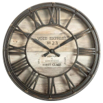 Sieninis laikrodis VOIE EXPRESS, &Oslash; 21 cm, Senovinis rudas sieninis laikrodis 21 cm Pagamintas i&scaron; metalo ir medžio imitacijos MDF, romėni&scaron;ki skaitmenys, tylus mechanizmas, idealiai tinka lofto stiliaus interjerui