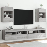 Sieninės tv spintelės su led, 2vnt., pilkos, 40x30x60,5cm