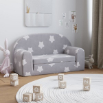 Vaiki&scaron;ka dvivietė sofa-lova, pilka, pliu&scaron;as, su žvaigždėmis