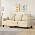 Trivietė sofa, kreminės spalvos, 180cm, audinys