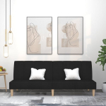 Dvivietė sofa-lova, juodos spalvos, audinys