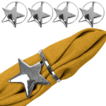 Orion servetėlių žiedų rinkinys, 4 vnt., Servetėlių žiedai metalinė sidabrinė žvaigždutės 4 cm 4 vnt.