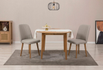 I&scaron;plečiamas valgomojo stalo ir kėdžių rinkinys (3 vienetai) Vina 1005 - Atlantic Pine, Cream