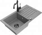 Granitinė virtuvinė plautuvė Mexen Pablo su mai&scaron;ytuvu ir sifonu, Grey/Black