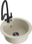 Granitinė virtuvinė plautuvė Mexen Diego su mai&scaron;ytuvu ir sifonu, Beige/Black