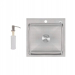 Vieno dubens virtuvės kriauklė INOX 50x50 + sifonas, dozatorius, be skylės