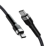 USB-C - USB-C kabelis su nailoniniu apvalkalu, 65W, 1m, juodas