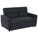 2-vietė sofa su lovos funkcija, reguliuojamu atlo&scaron;u, mink&scaron;ta sofa, aksomo i&scaron;vaizda, skirta svetainei, miegamajam, juoda