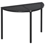 Pusapvalis sodo staliukas i&scaron; poliratano ir metalo, juodas, 100 x 50 x 74 cm