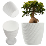 Vazonas su stovu, 23cm, plastikinis, baltas