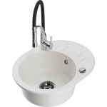 Granitinė plautuvė Mexen Kevin su džiovykle ir virtuvės mai&scaron;ytuvu Aster 6517-20-73450-07-B, balta