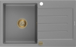 Granitinė virtuvinė plautuvė Mexen Bruno su sifonu, Grey/Gold