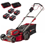 Einhell GP-CM 36/47 S Li BL akumuliatorinė vejapjovė žolei pjauti savaeigė 47cm 36V be&scaron;epetėlinė Power X-Change 3413310 4x4.0Ah raudona juoda