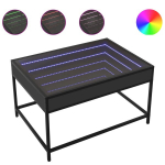 Kavos staliukas su infinity led lemputėmis, juodas, 70x50x41cm
